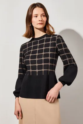 Flared Hem Checkered Soft Knit Tunic