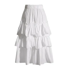 Folds Elegant Skirts For Women Hihg Waist Ruffles Minimalist Mid Sweet Style Skirt Female Fashion Style Summer