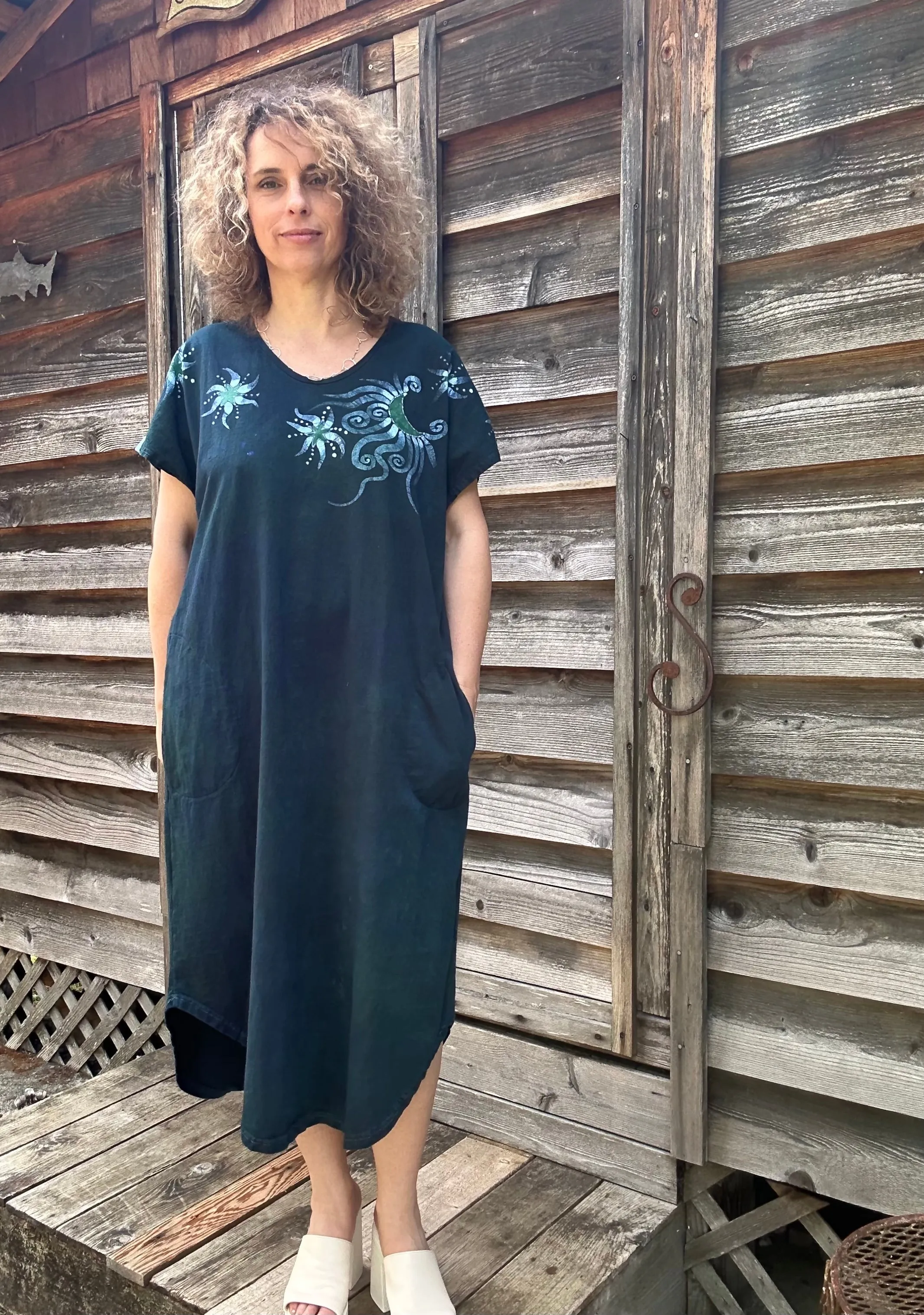 Forest Moon Tunic Dress With Pockets - Size Large ONLY