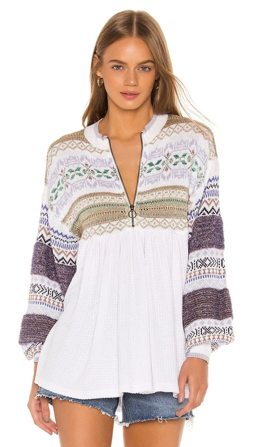 Free People Cozy Cottage Sweater White