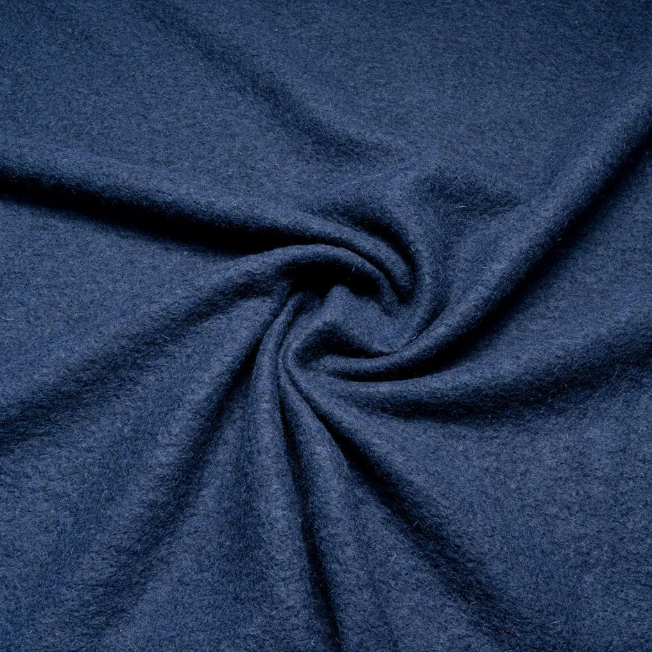 French Blue Boiled Wool Blend Jersey