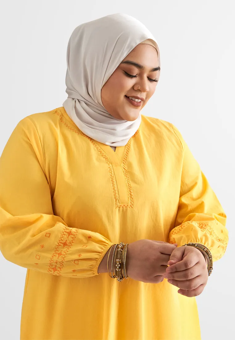 Geeti Embroidery Puff Sleeve Tunic Top