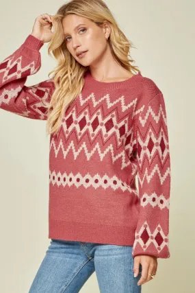 Geometric Sweater, Marsala