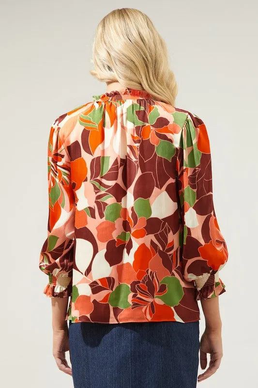 Gilda Rodeo Split Neck Satin Blouse