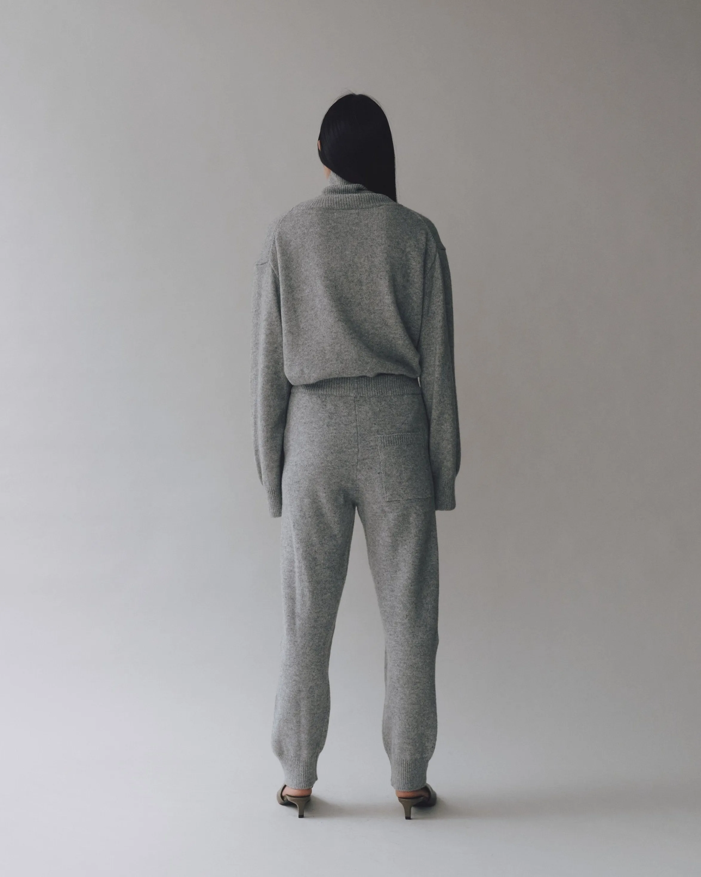 Gray Cashmere Blend Knit Pants