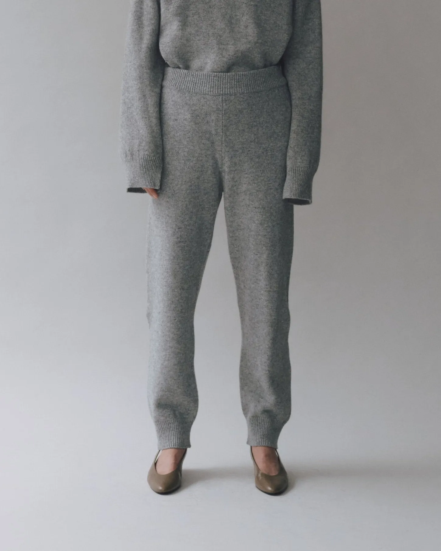 Gray Cashmere Blend Knit Pants