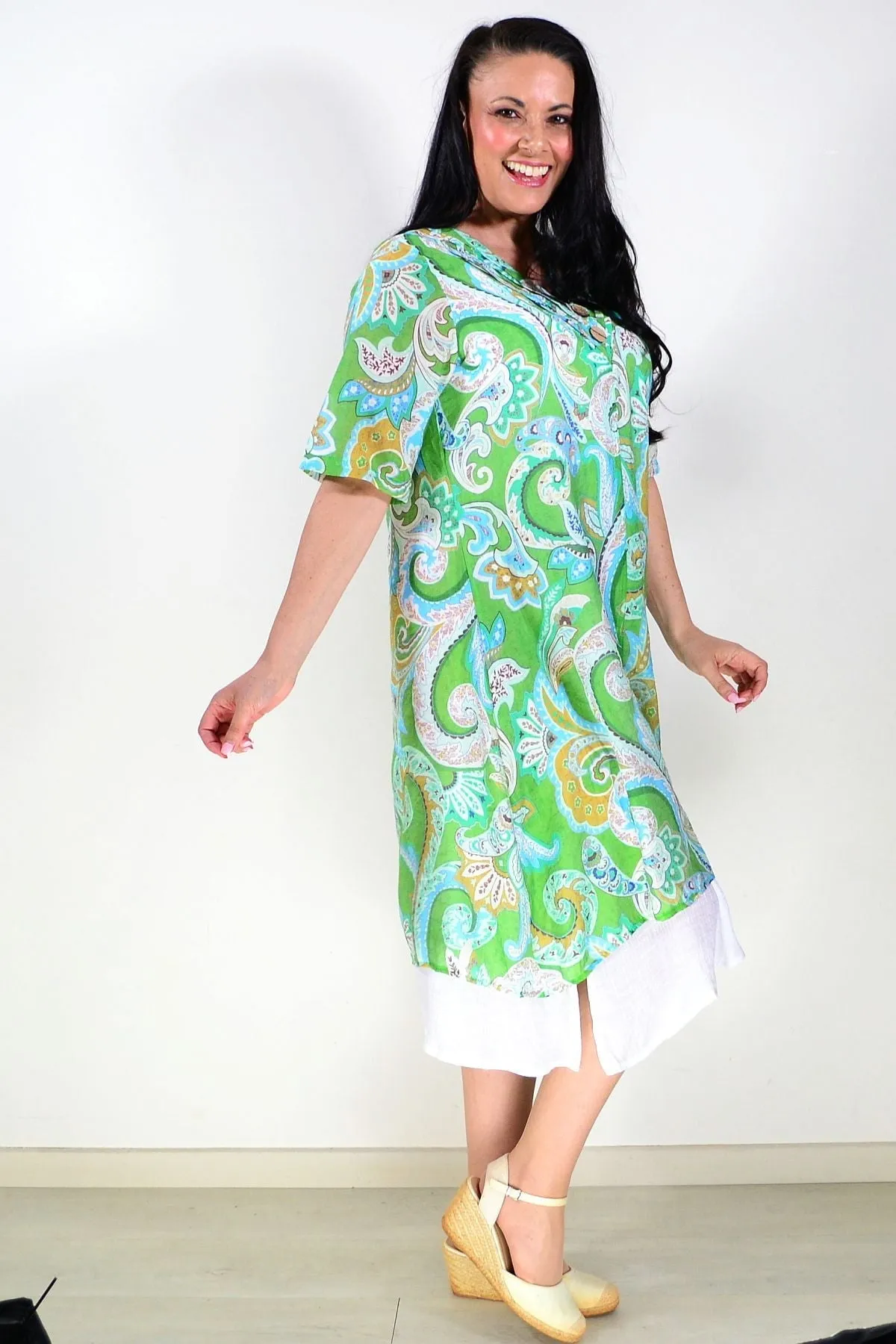 Green Paisley Summer Tunic Dress