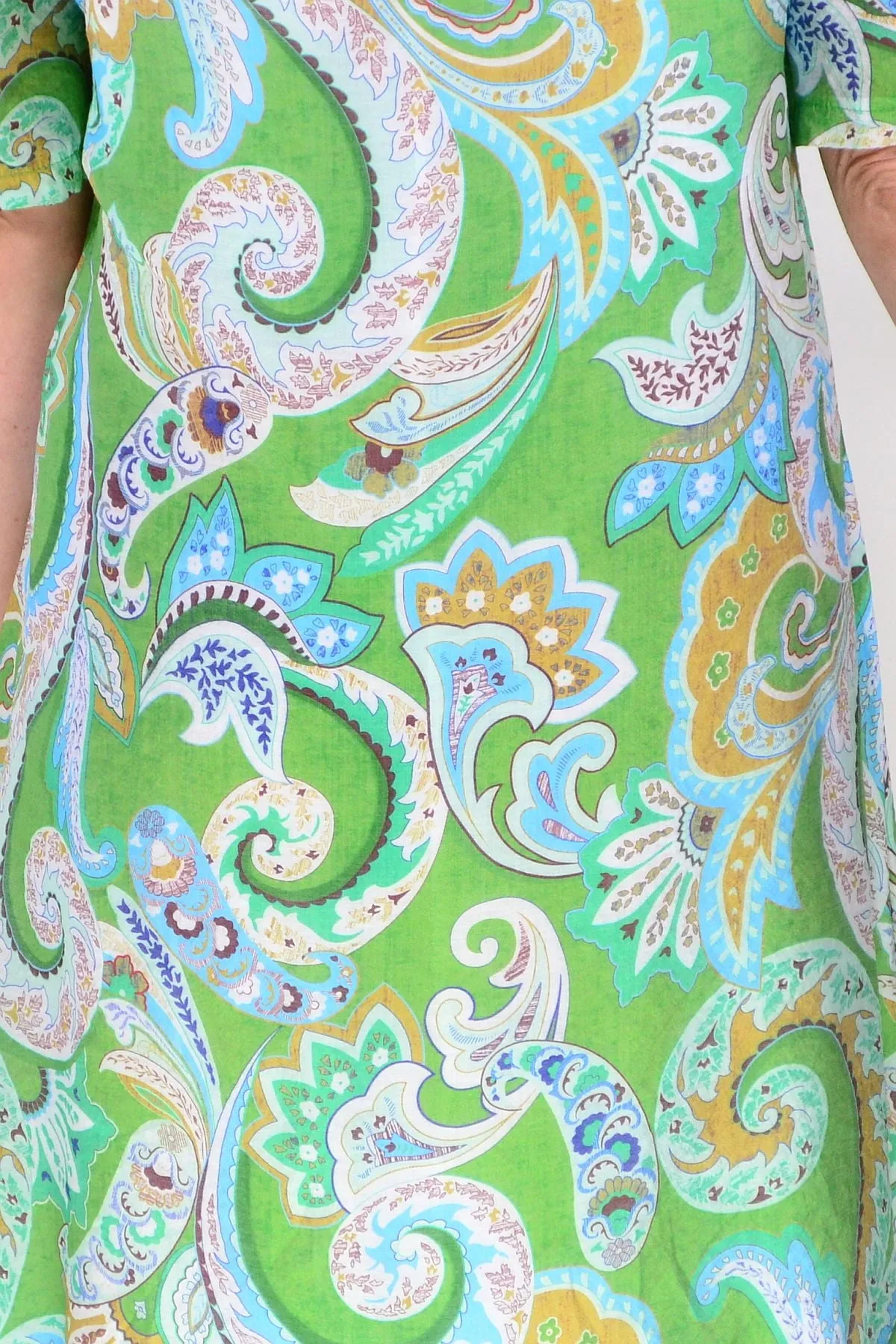 Green Paisley Summer Tunic Dress