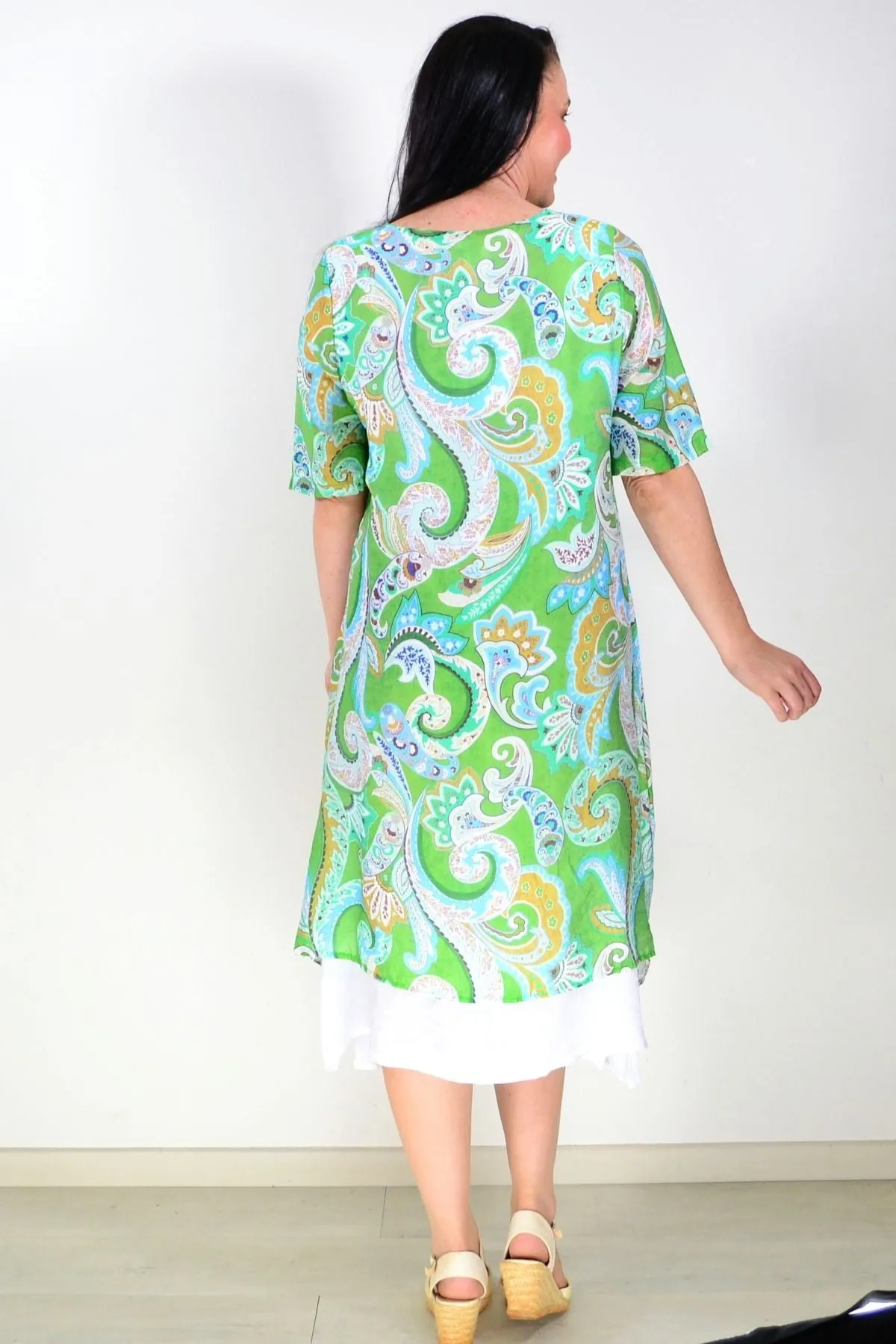 Green Paisley Summer Tunic Dress