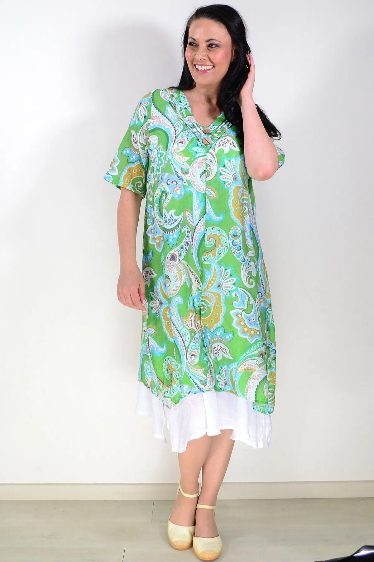 Green Paisley Summer Tunic Dress