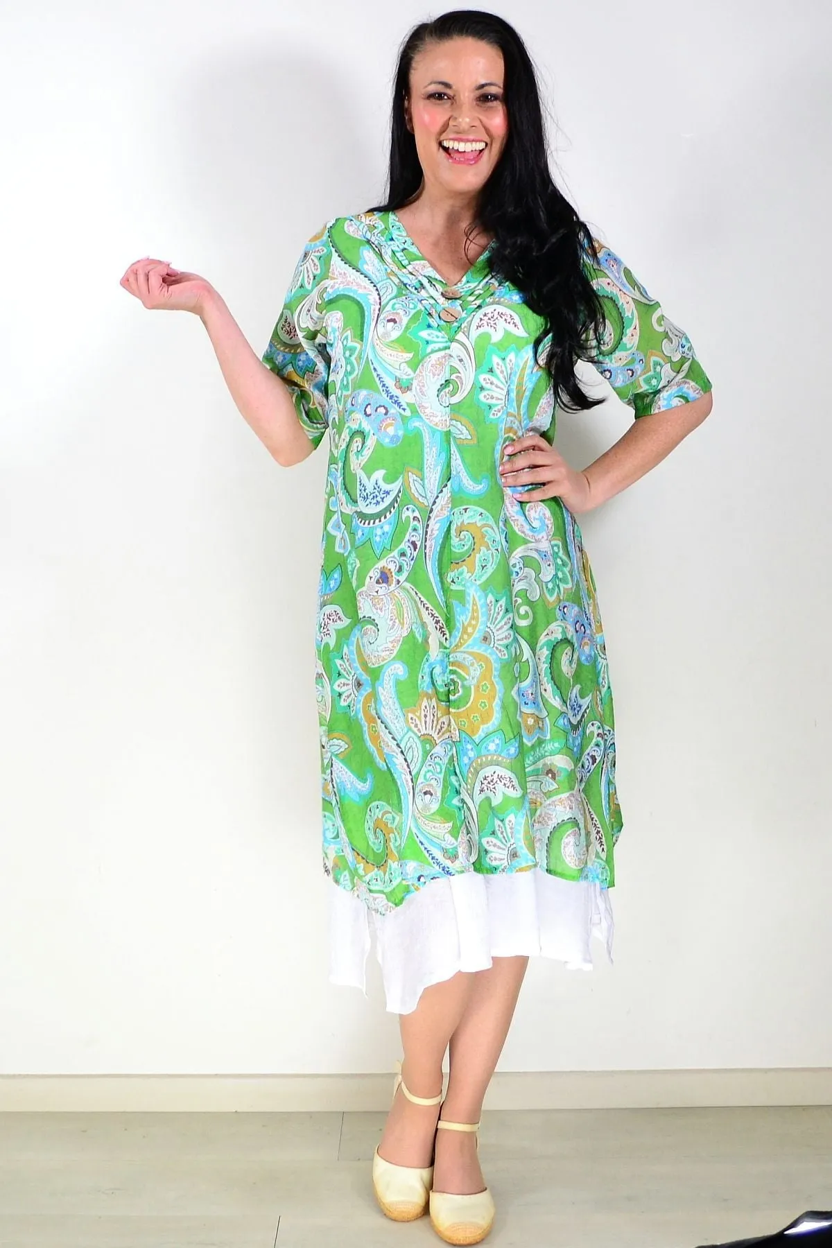 Green Paisley Summer Tunic Dress