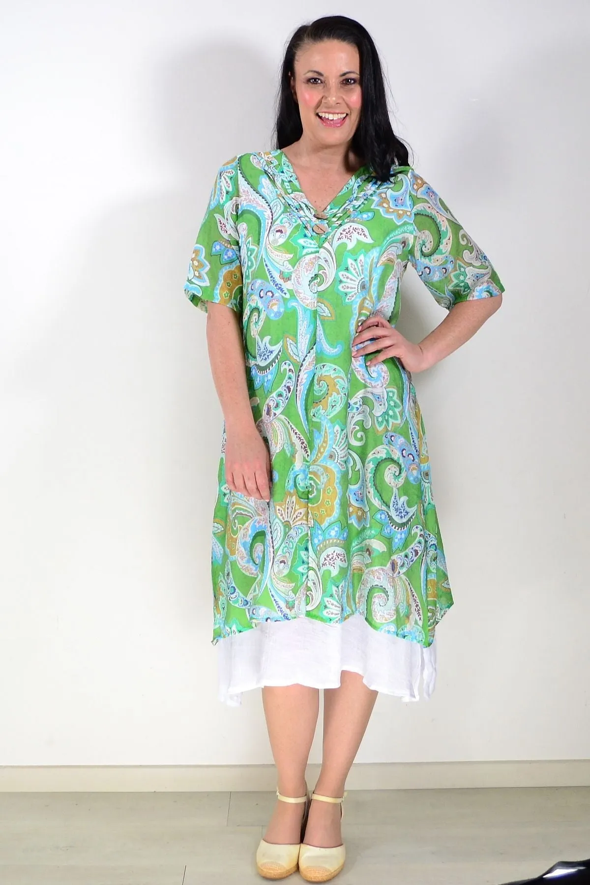 Green Paisley Summer Tunic Dress