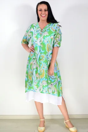 Green Paisley Summer Tunic Dress