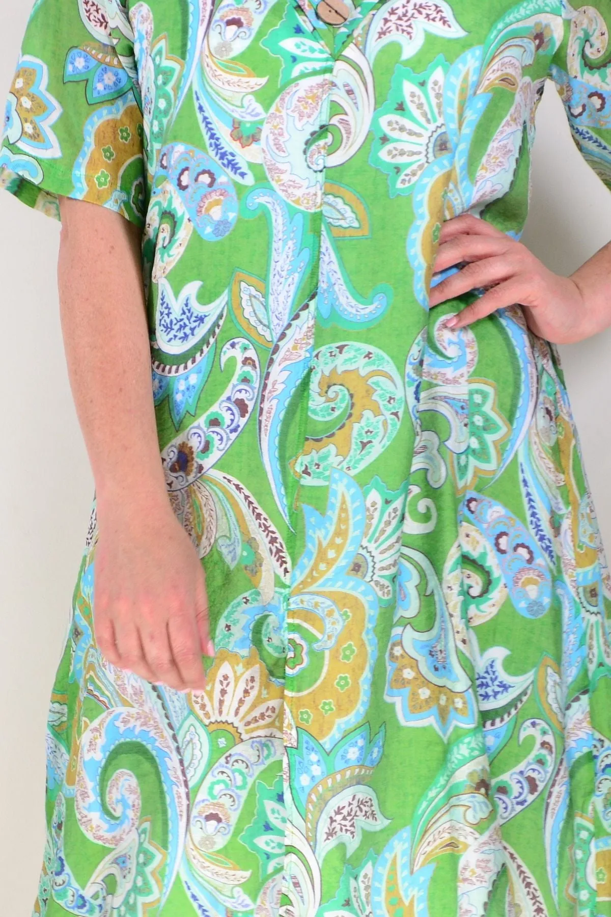 Green Paisley Summer Tunic Dress