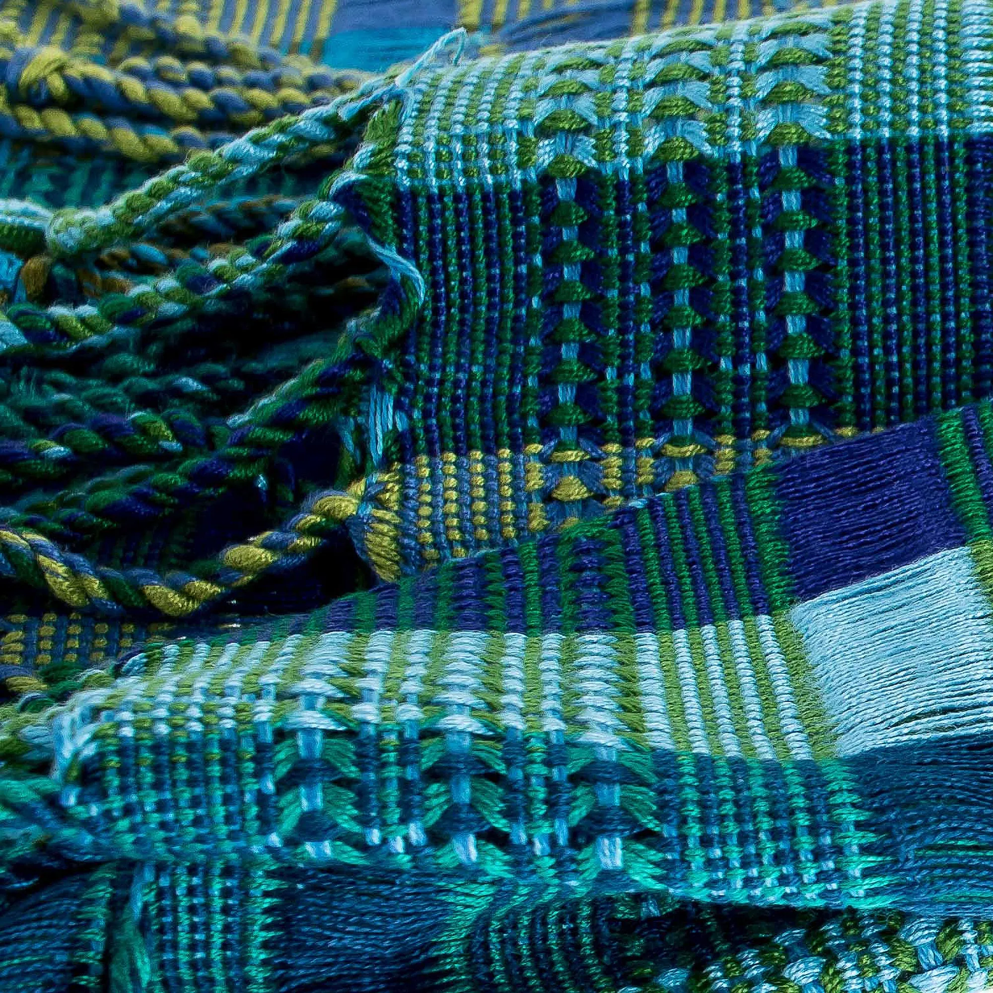 Hand Loomed Blue Cotton Scarf - Fresh Lagoon | NOVICA