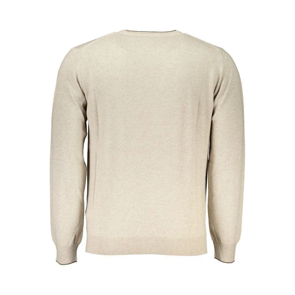 Harmont & Blaine Beige Crew Neck Luxury Sweater with Embroidery