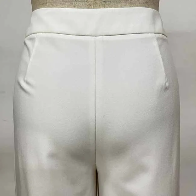 High Waist Wide Leg Pants With Gold Button Trousers