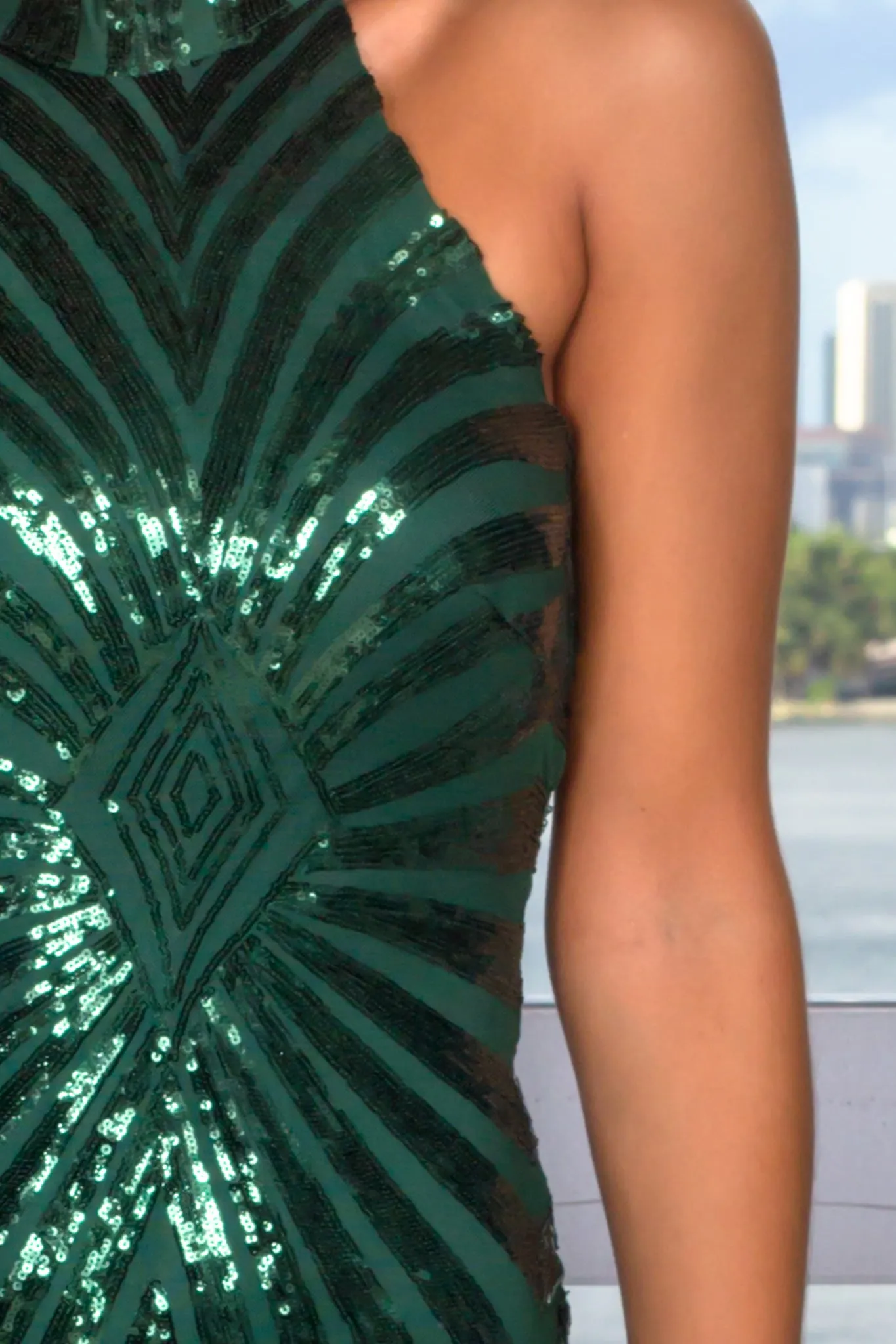 Hunter Green Sequin Short Dress