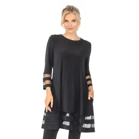 IC Collection Mesh Trim Tunic in Black - 2517T- BLK