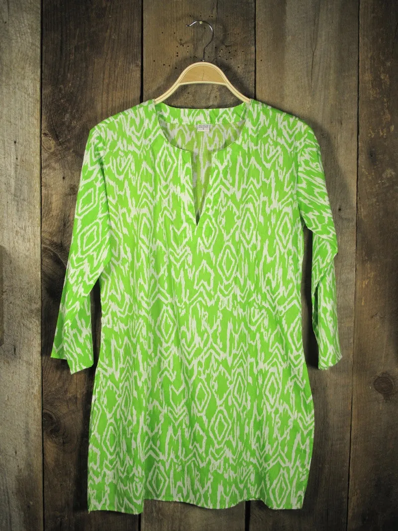 Ikat Tunic in Lime