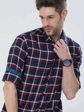 Indigo Checkered Cotton Shirt