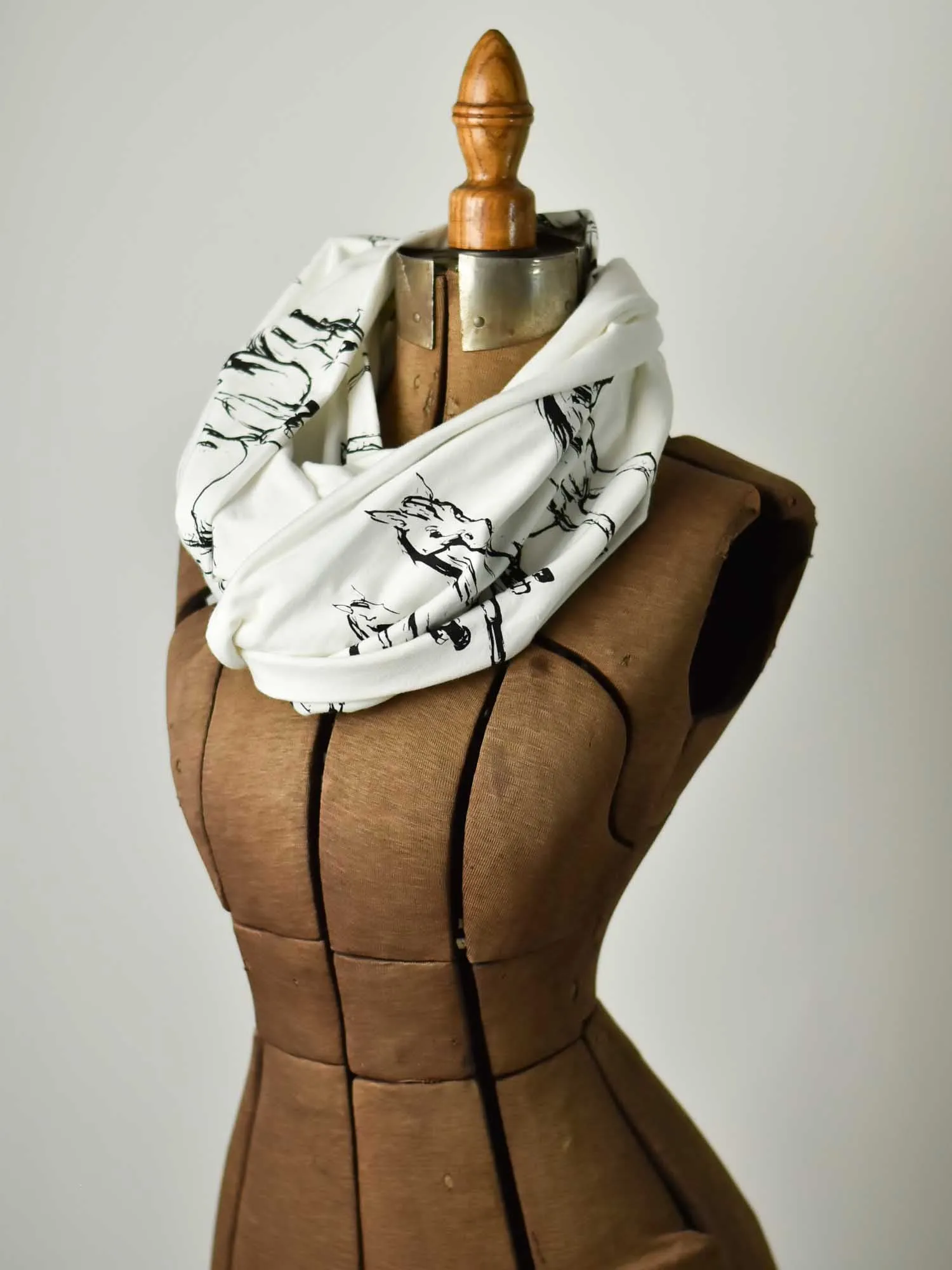 Infinity Scarf - Ivory Horses