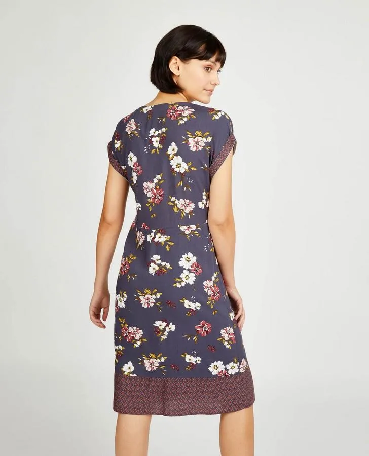 Ink Desert Blossom and Flower Border Print Tunic Dress