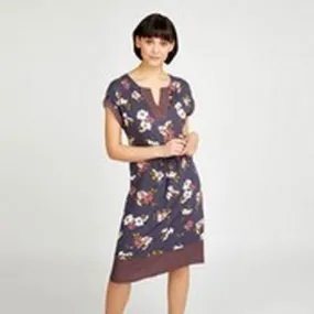 Ink Desert Blossom and Flower Border Print Tunic Dress