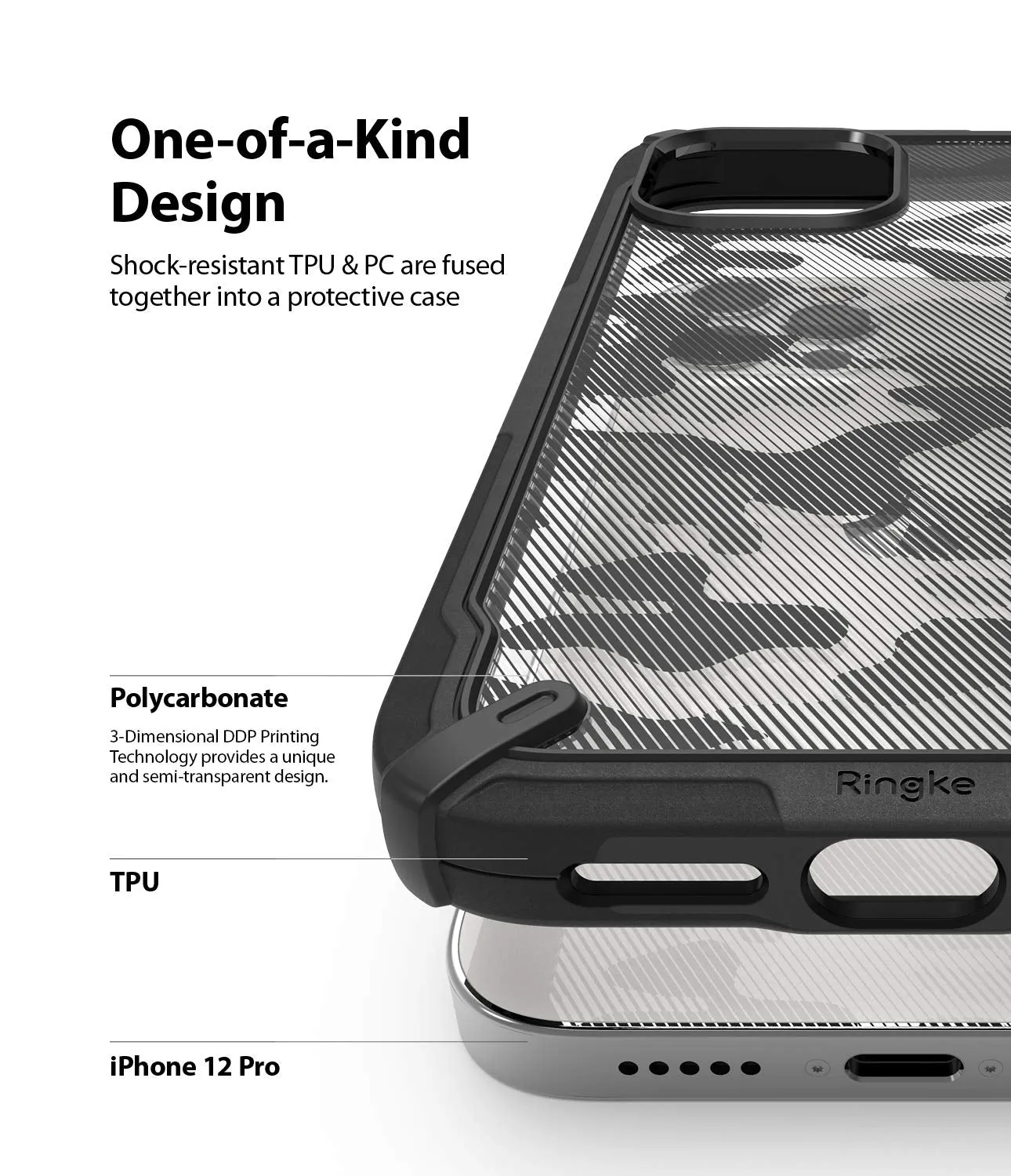 iPhone 12 / 12 Pro Back Cover Case | Fusion X - Camo Black