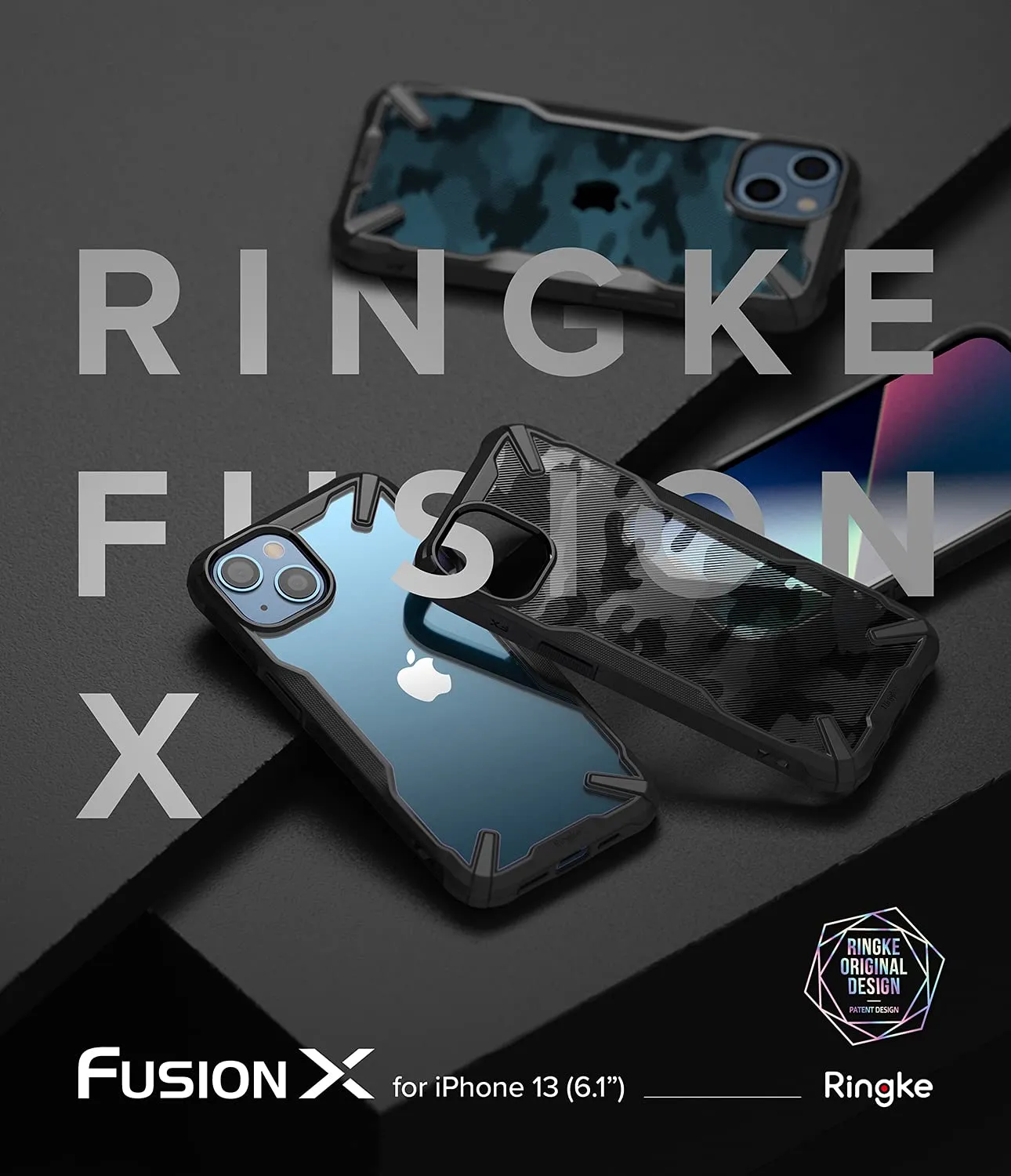 iPhone 13 Back Cover Case | Fusion X Design- Camo Black