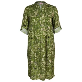 IS Thrisha Green Leaf Pleat Cocoon Dress