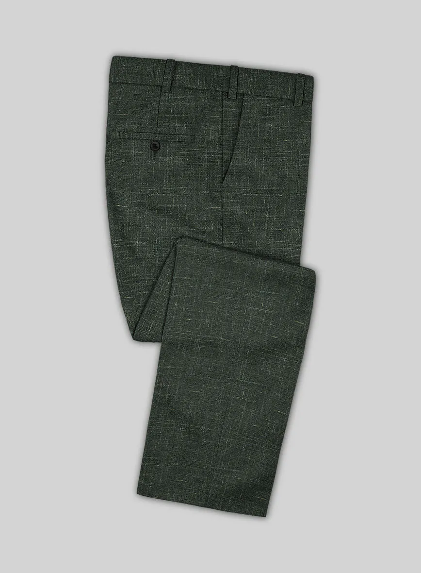 Italian Murano Bottle Green Wool Linen Pants