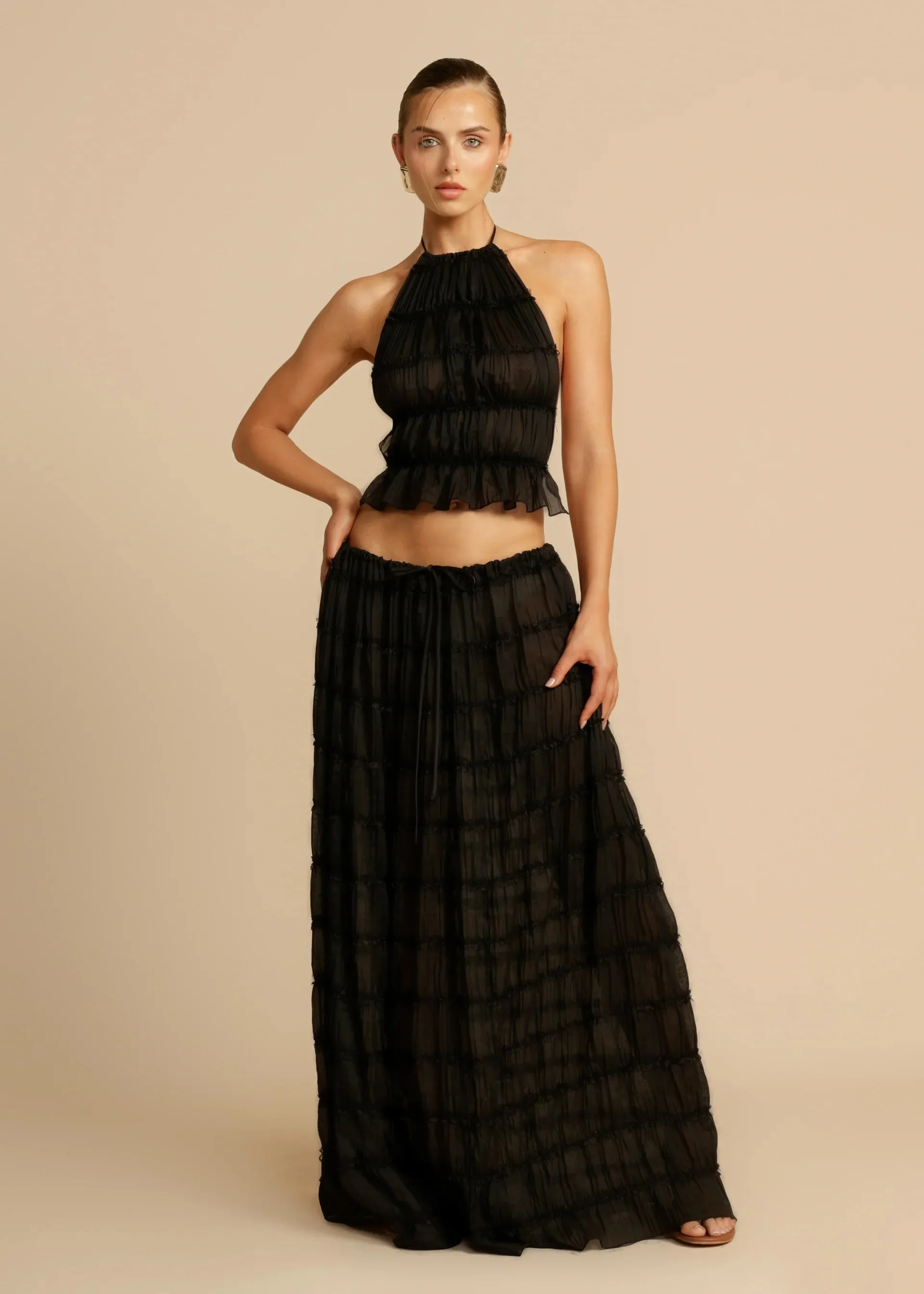 Juliette Halter top & Maxi Skirt - Black