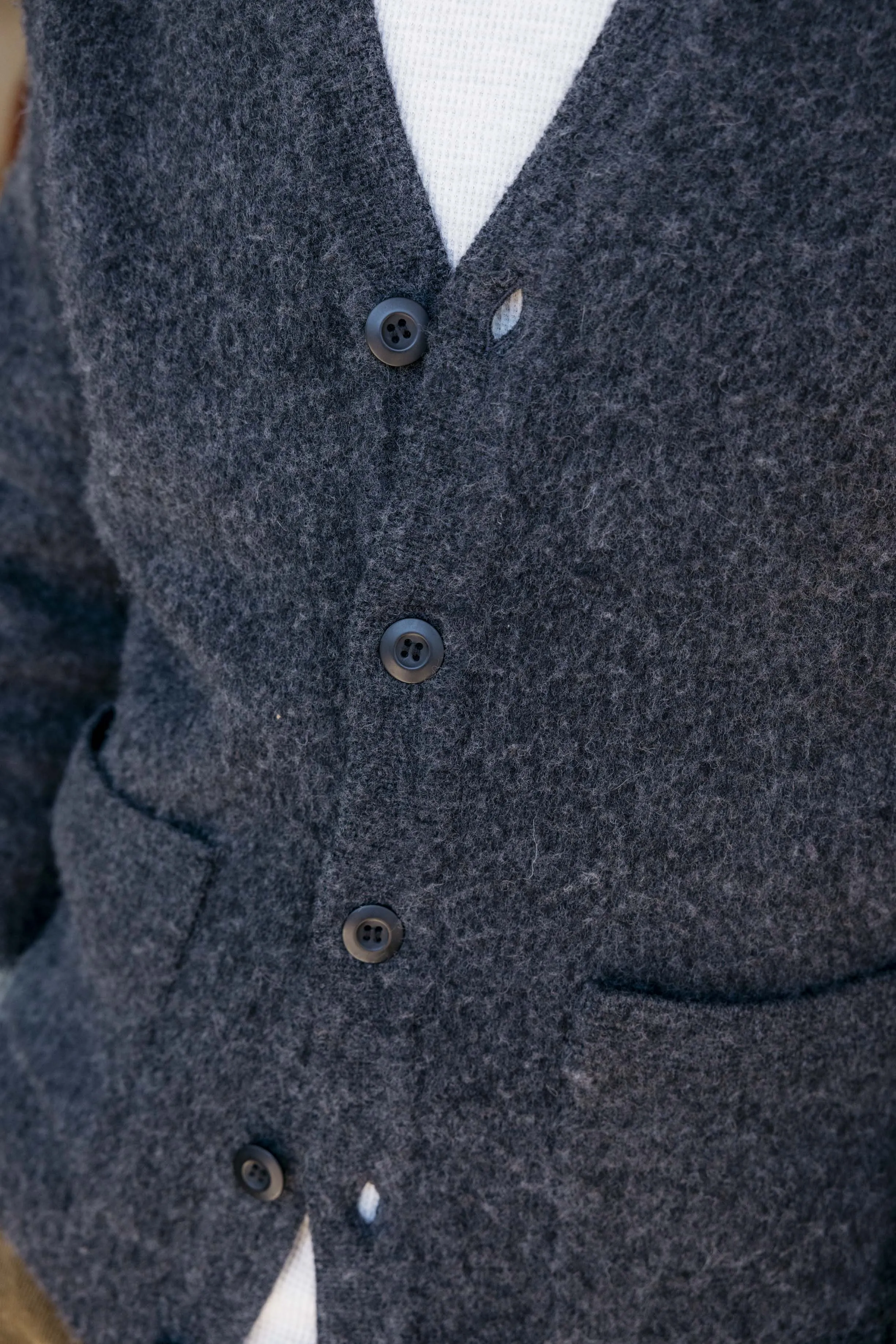 Kent Brushed Wool Cardigan - Charcoal