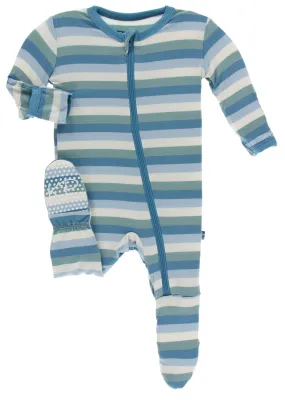 KicKee Pants Oceanography Stripe Footie with Zipper