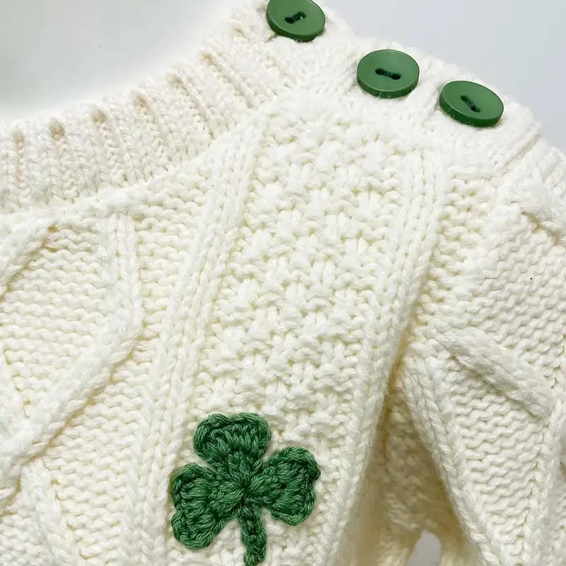 Kids Irish Knit Sweater with Shamrock