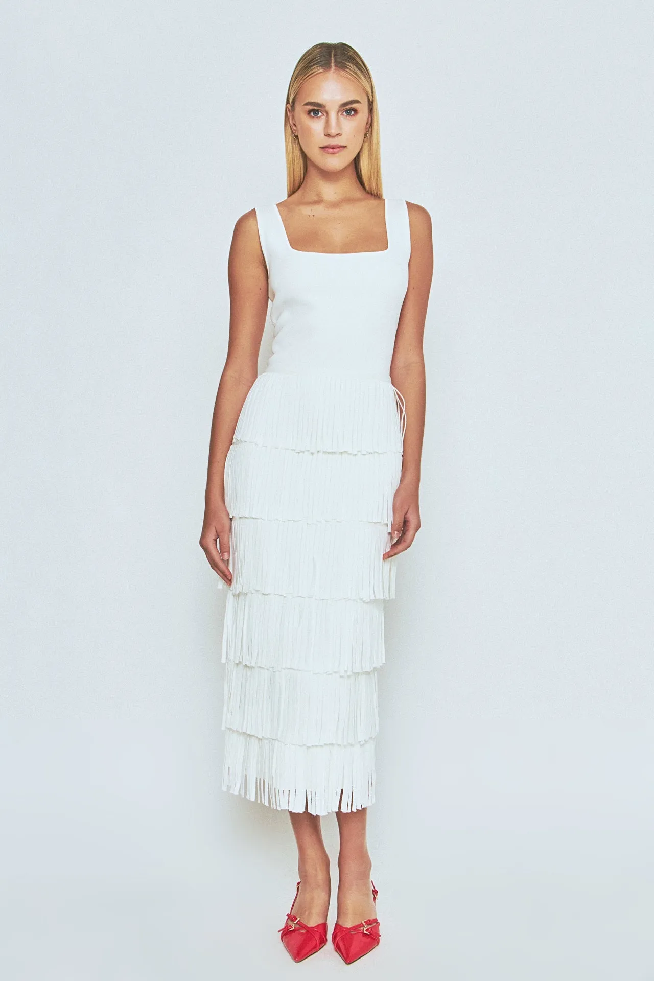 Knit Fringe Long Dress