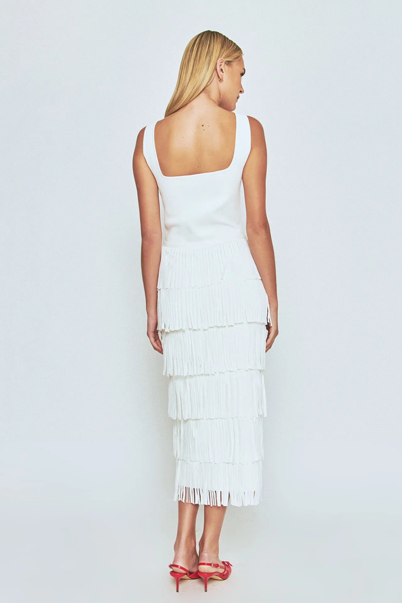 Knit Fringe Long Dress