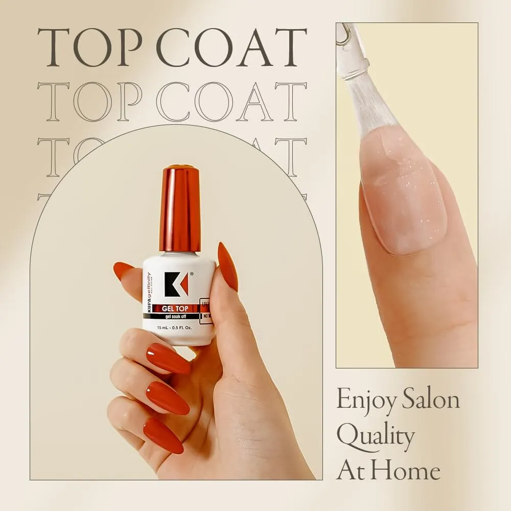 KUPA GelFinity - Soak Off Gel - Top Coat Glossy Finish (No-Wipe) 0.5 Fl Oz