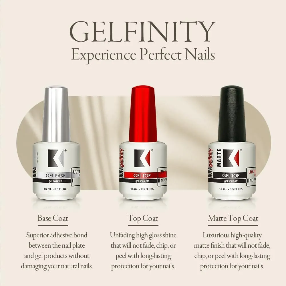 KUPA GelFinity - Soak Off Gel - Top Coat Glossy Finish (No-Wipe) 0.5 Fl Oz