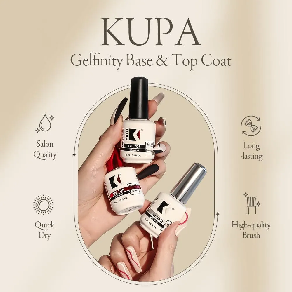 KUPA GelFinity - Soak Off Gel - Top Coat Glossy Finish (No-Wipe) 0.5 Fl Oz