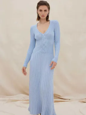 Laced Long Sleeve Midi Dress Dawn Blue