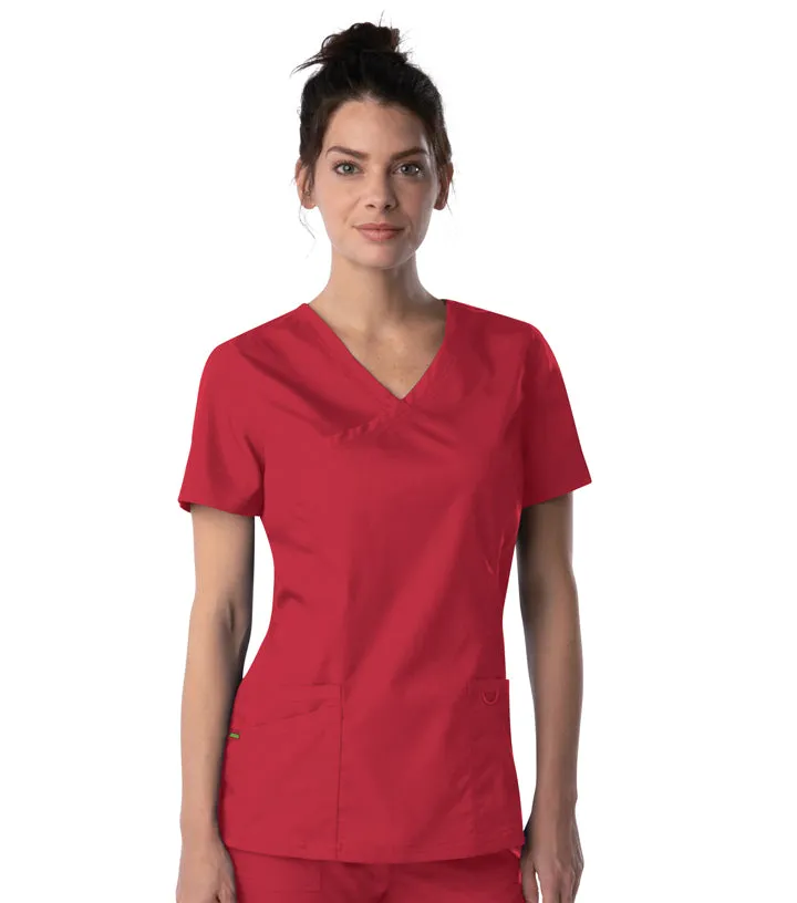 Landau proflex women's Mock Wrap Neck Scrub Set