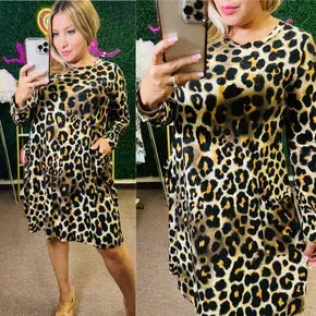 Leopard Dress With Front Pockets