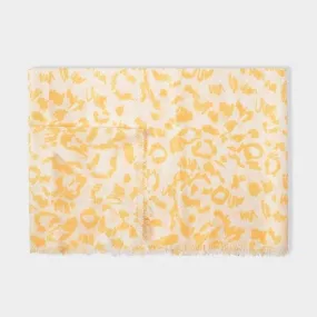 Leopard Scarf in White and Yellow KLS469