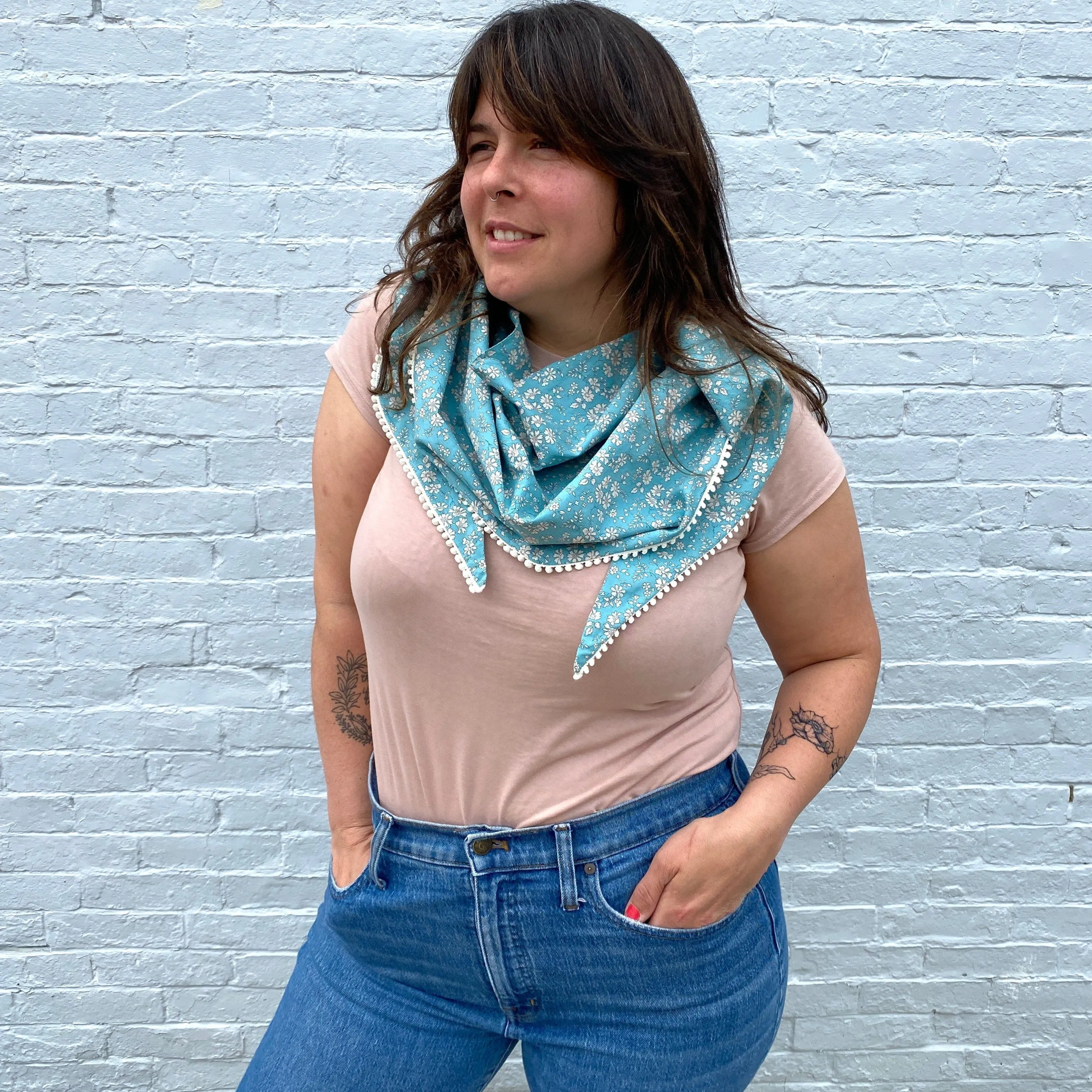 Liberty and Mini Pom Pom - Triangle Scarf Kit - Summer 2022