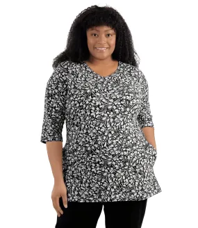 LifeStyle Cotton 3/4 Sleeve Pocketed Tunic Botanic Print