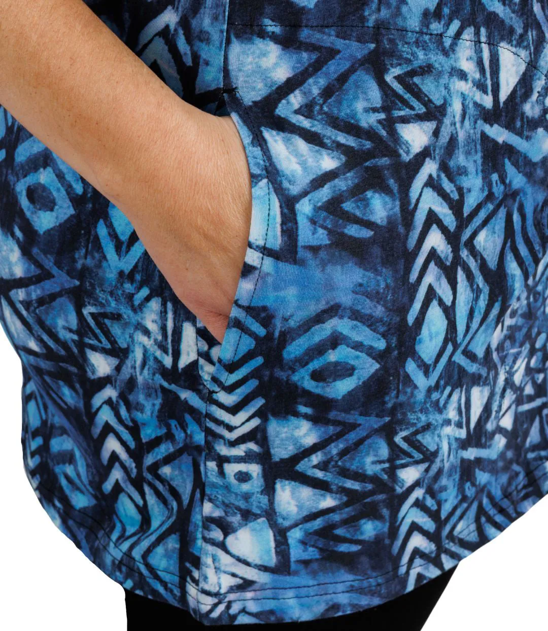 LifeStyle Cotton 3/4 Sleeve Pocketed Tunic Santa Fe Print