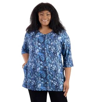 LifeStyle Cotton 3/4 Sleeve Pocketed Tunic Santa Fe Print