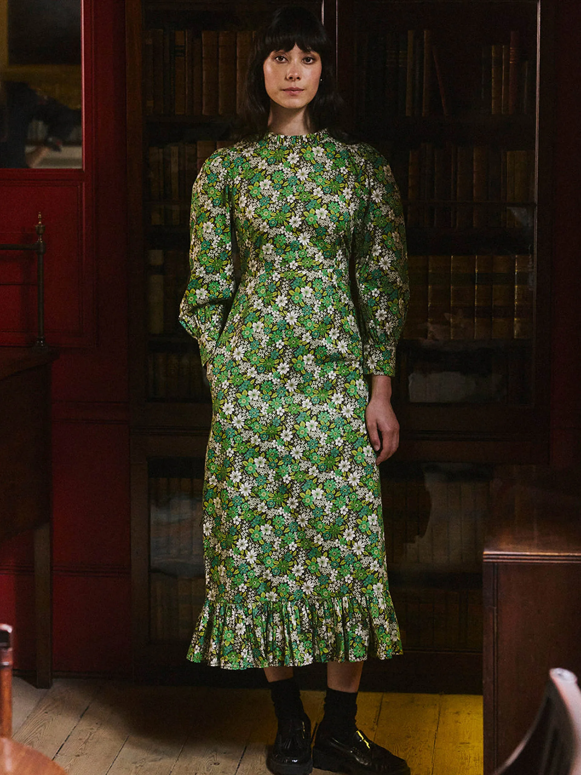 Lime Ditsy print Penworth dress